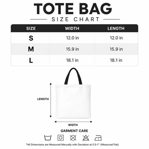 Alabama Undead Mascot Tote Bag - Size Chart
